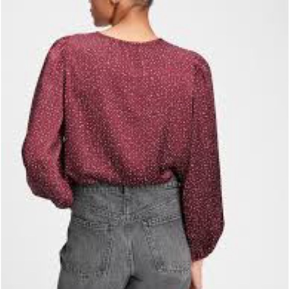 Hinge Split Neck Patterned Blouse Red - image 3